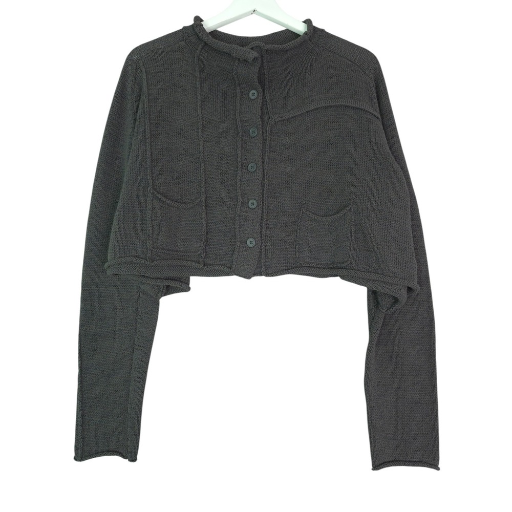 Studio Rundholz Black Label Cropped Cardigan Women Medium Grey Knit Avant Garde